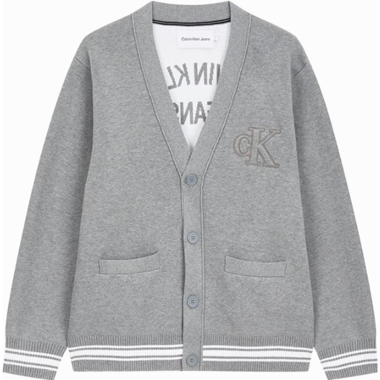 CALVIN KLEIN Unisex V-Neck Letter Print Long Sleeve Knit Sweater J324407