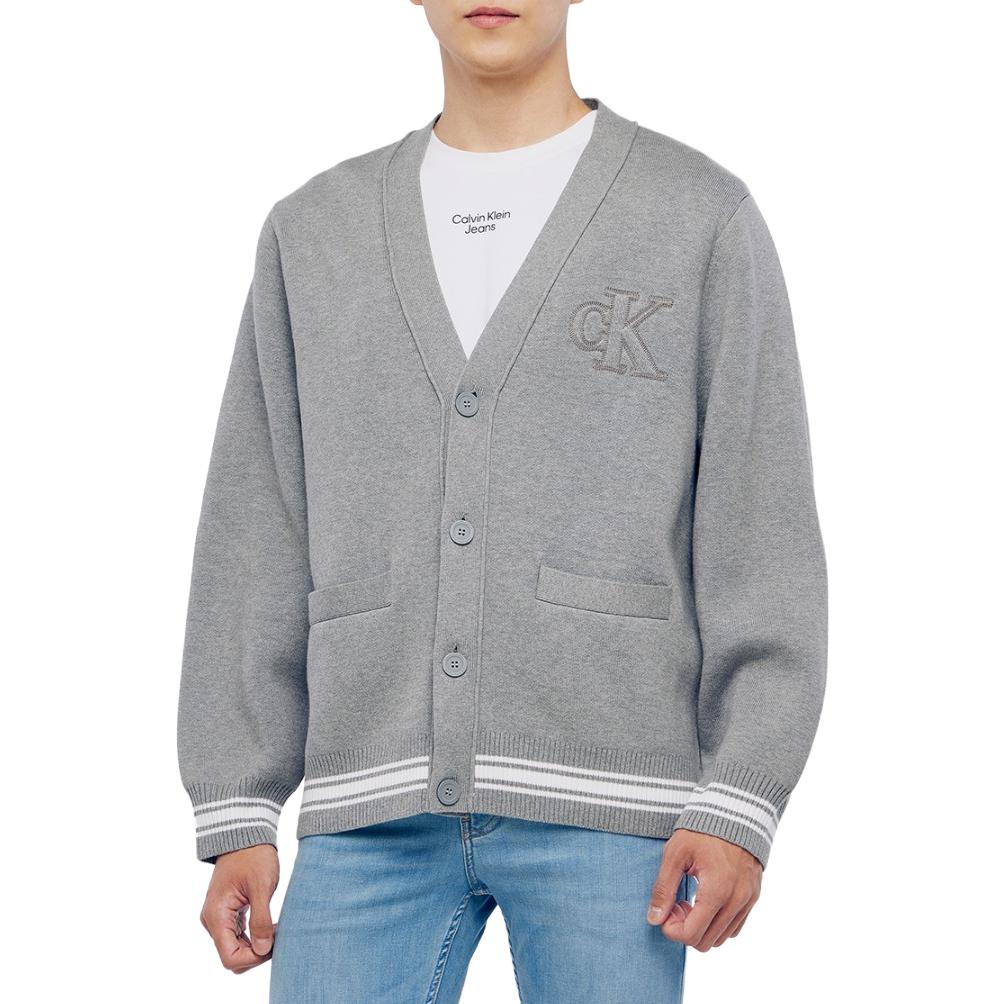 Details for CALVIN KLEIN Uniseks Baju Rajut Lengan Panjang V-Neck Cetakan Huruf J324407