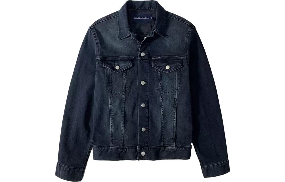 Calvin Klein Washed Black Denim Jacket with Single-Breasted Buttons CK-41Q4044