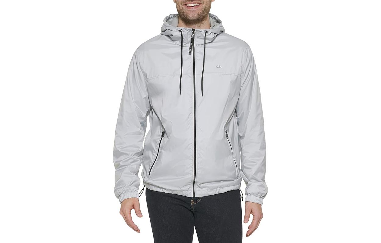 Calvin Klein Water-Resistant Windbreaker Hoodie Jacket - Gray 1658724-GREY