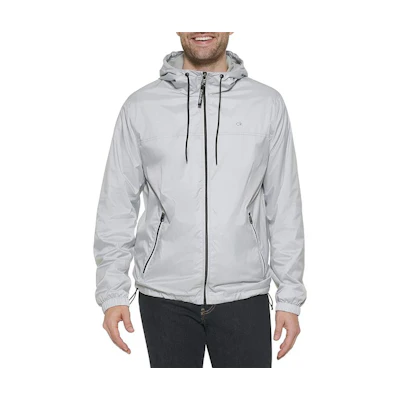 Calvin Klein Water-Resistant Windbreaker Hoodie Jacket - Gray 1658724-GREY