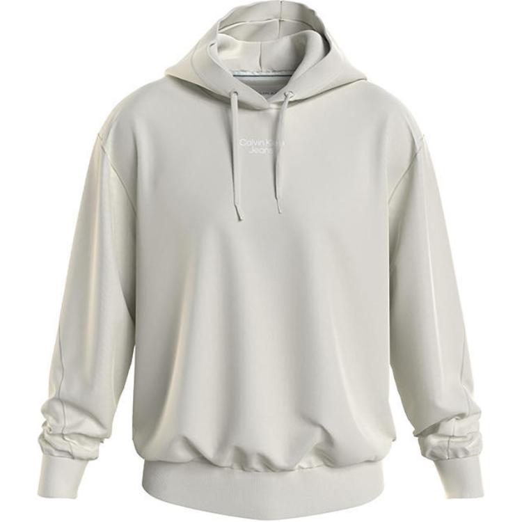 Calvin Klein White Cotton Hoodie Casual Long Sleeve Sweatshirt J30J320604YBI