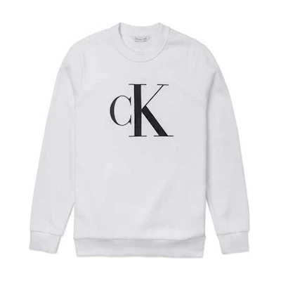 Calvin Klein White Crewneck Logo Long-Sleeve Sweatshirt 40QP899-540