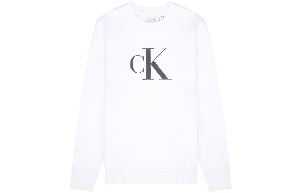 Calvin Klein White Crewneck Logo Print Long-Sleeve Sweatshirt 40GC200-103