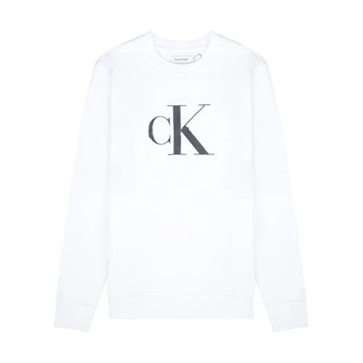 Calvin Klein White Crewneck Logo Print Long-Sleeve Sweatshirt 40GC200-103