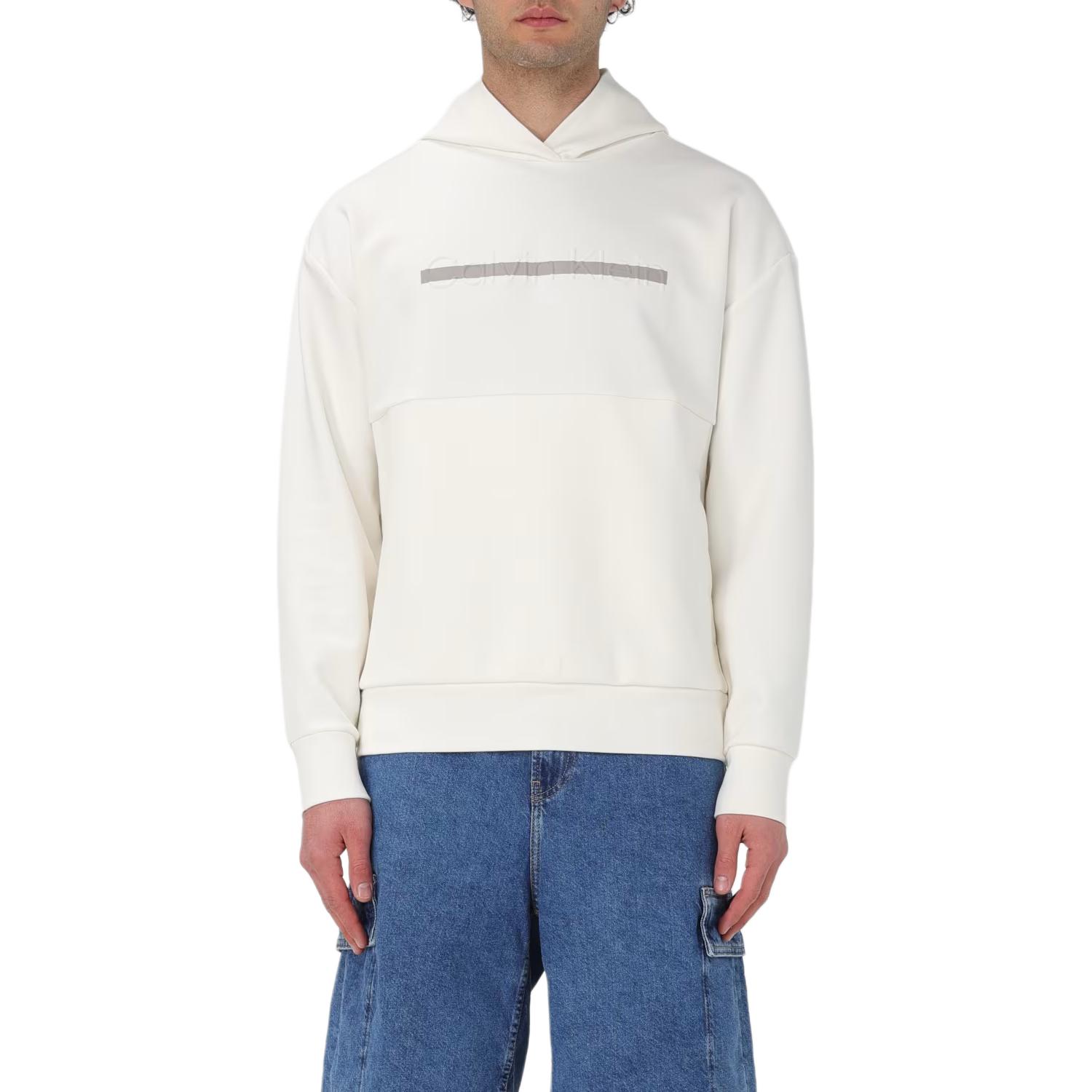 Calvin Klein White Hoodie with Letter Print K10K112442-YAH