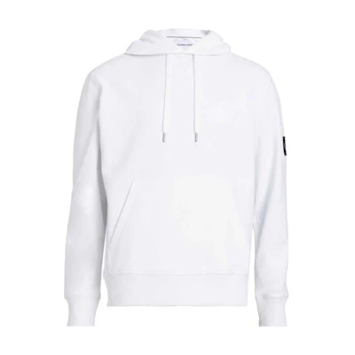 Calvin Klein White Hoodie with Logo Long Sleeve Pullover J30J323430-YAF