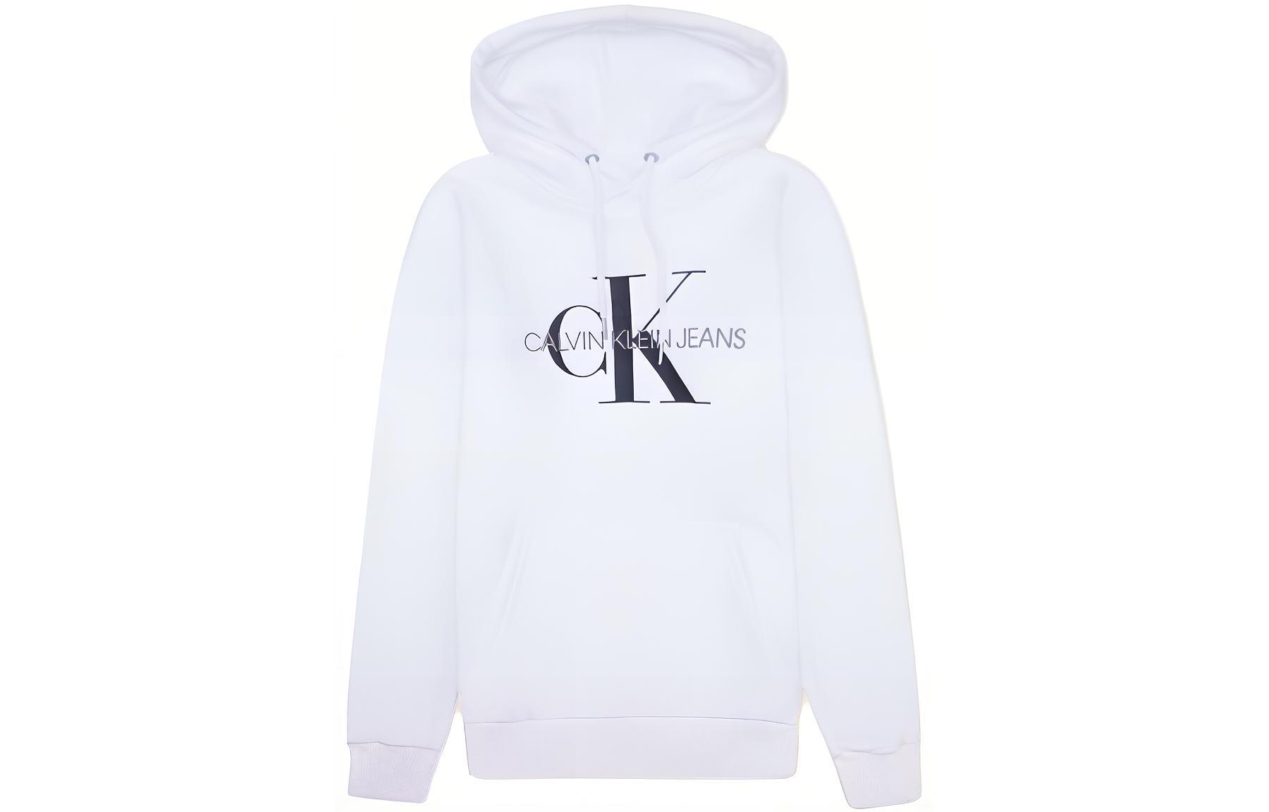Calvin Klein White Hoodie with Logo Print and Long Sleeves 41VC221-103