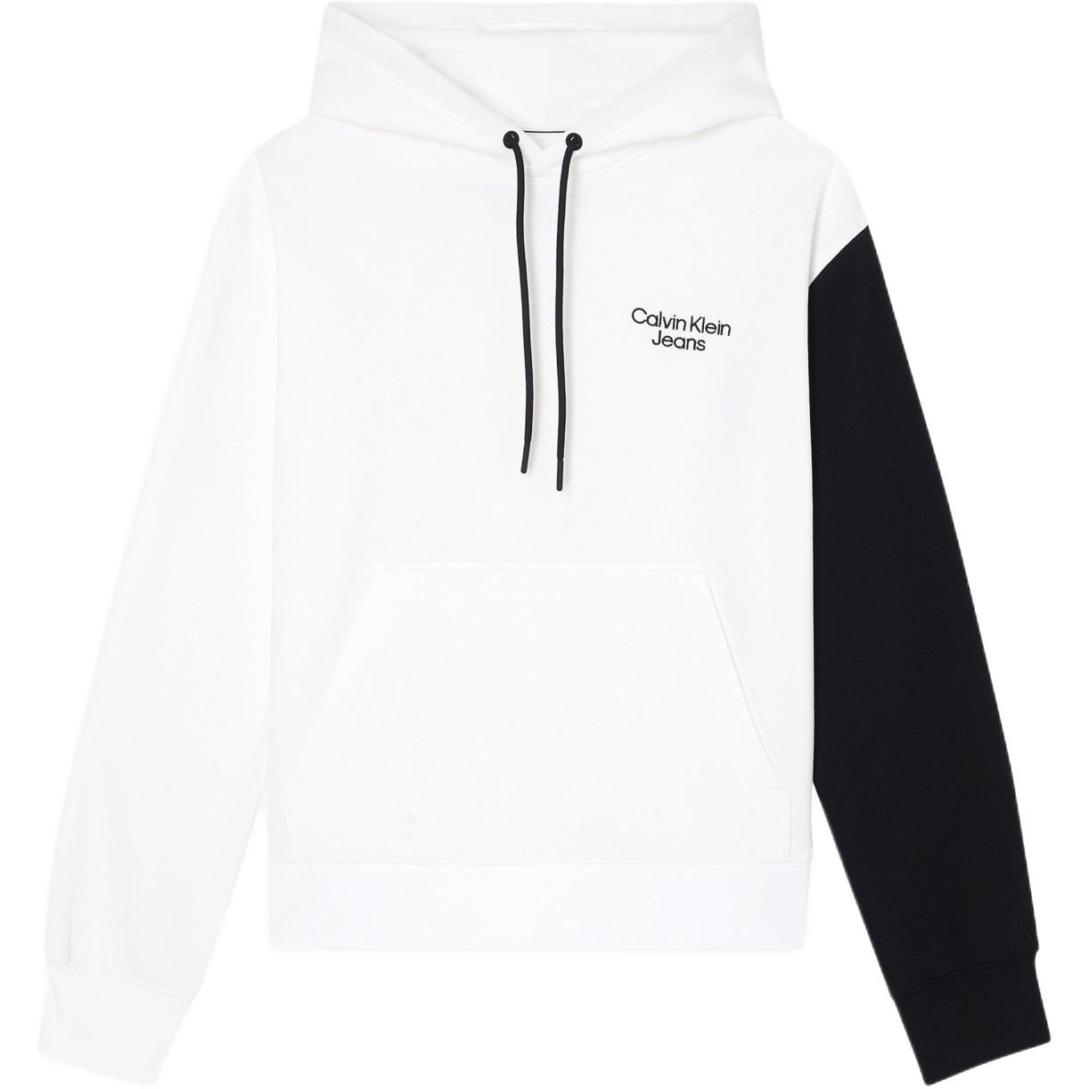 Calvin Klein White Hoodie with Spliced Letter Embroidery Design J30J321892-YAF