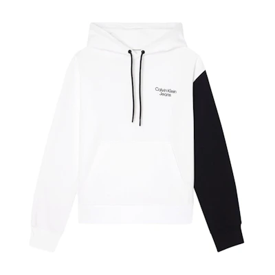 Calvin Klein White Hoodie with Spliced Letter Embroidery Design J30J321892-YAF