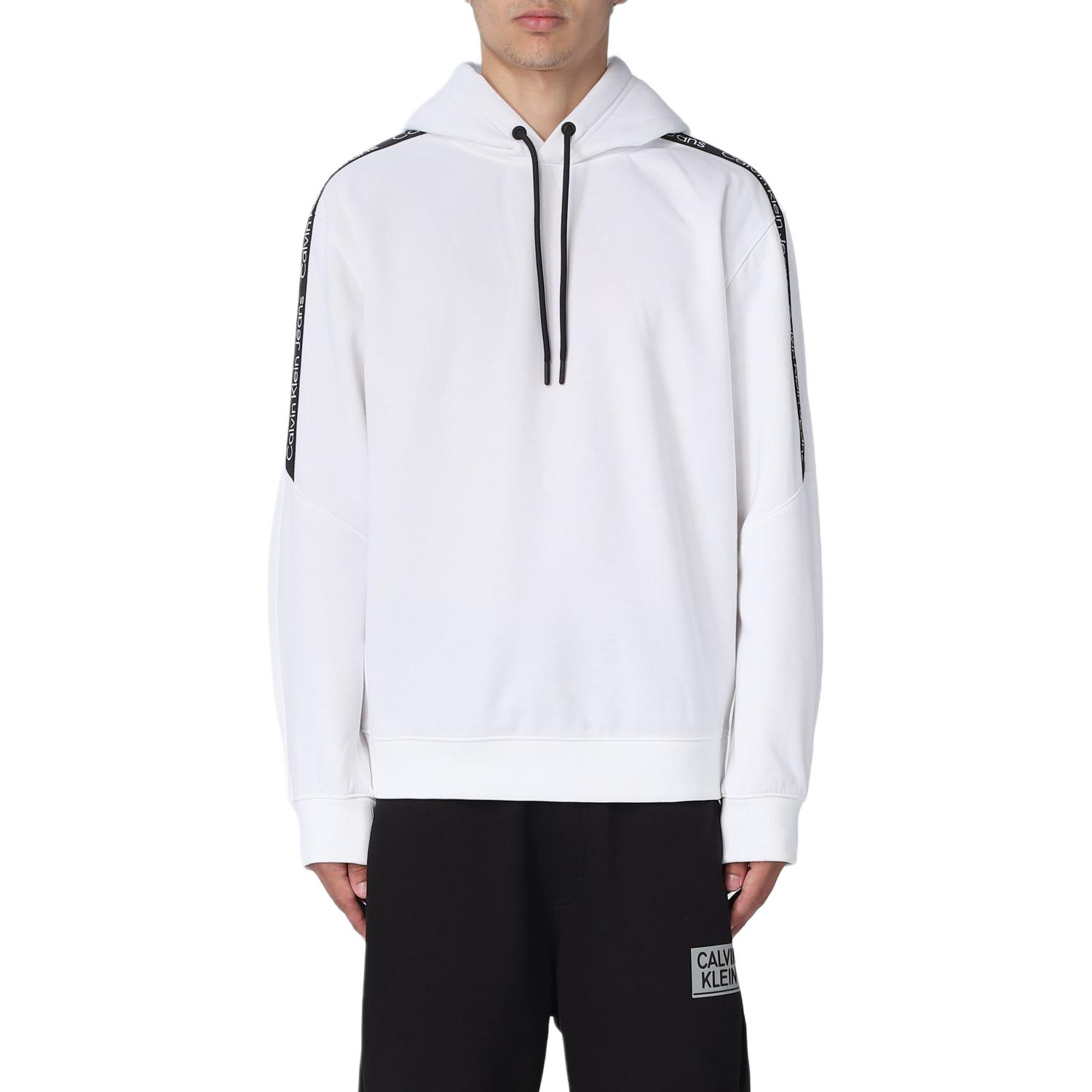 Calvin Klein White Letter Print Hoodie Long Sleeve Sweatshirt J30J323429-YAF