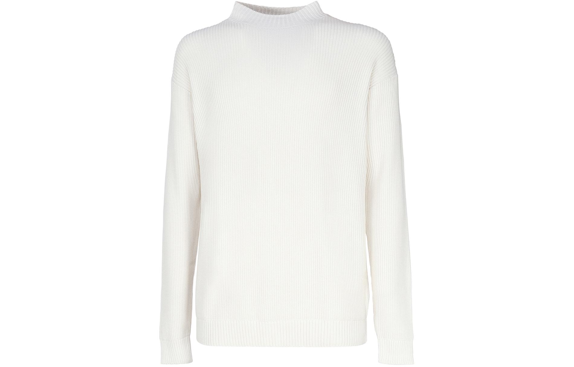 Calvin Klein White Logo Embroidered Crewneck Knit Long Sleeve Sweatshirt J30J324507-YBI