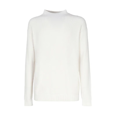 Calvin Klein White Logo Embroidered Crewneck Knit Long Sleeve Sweatshirt J30J324507-YBI