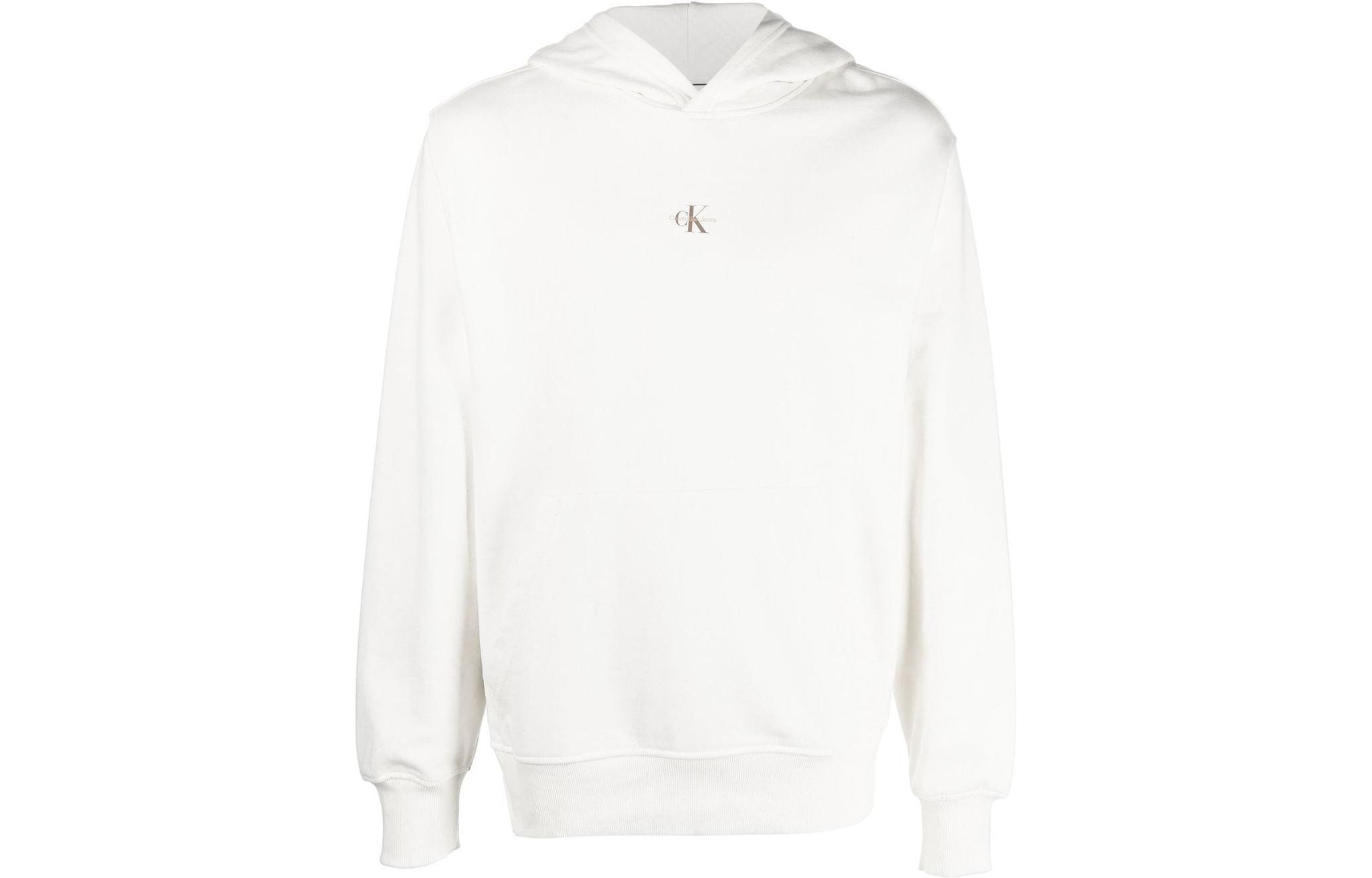 Calvin Klein White Logo Graphic Hoodie for Men J30J322535-YBI