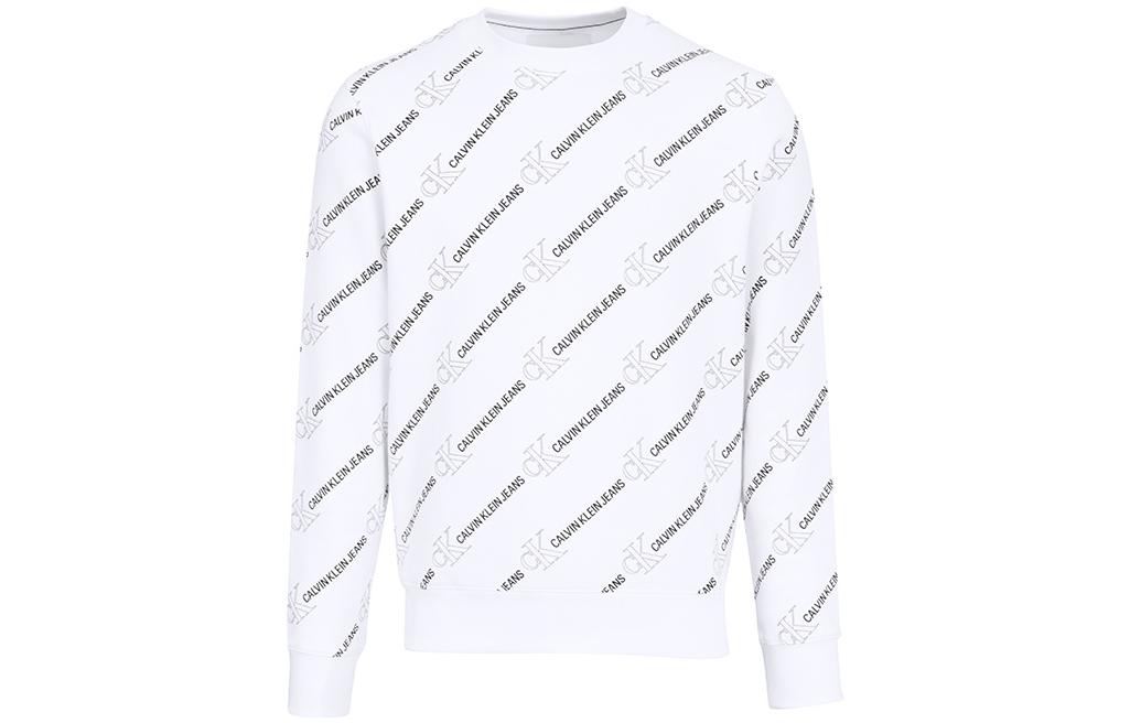Calvin Klein White Logo Print Casual Long-Sleeve Sweatshirt J30J318-397
