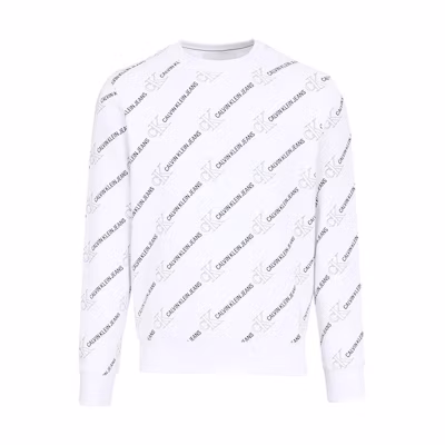 Calvin Klein White Logo Print Casual Long-Sleeve Sweatshirt J30J318-397