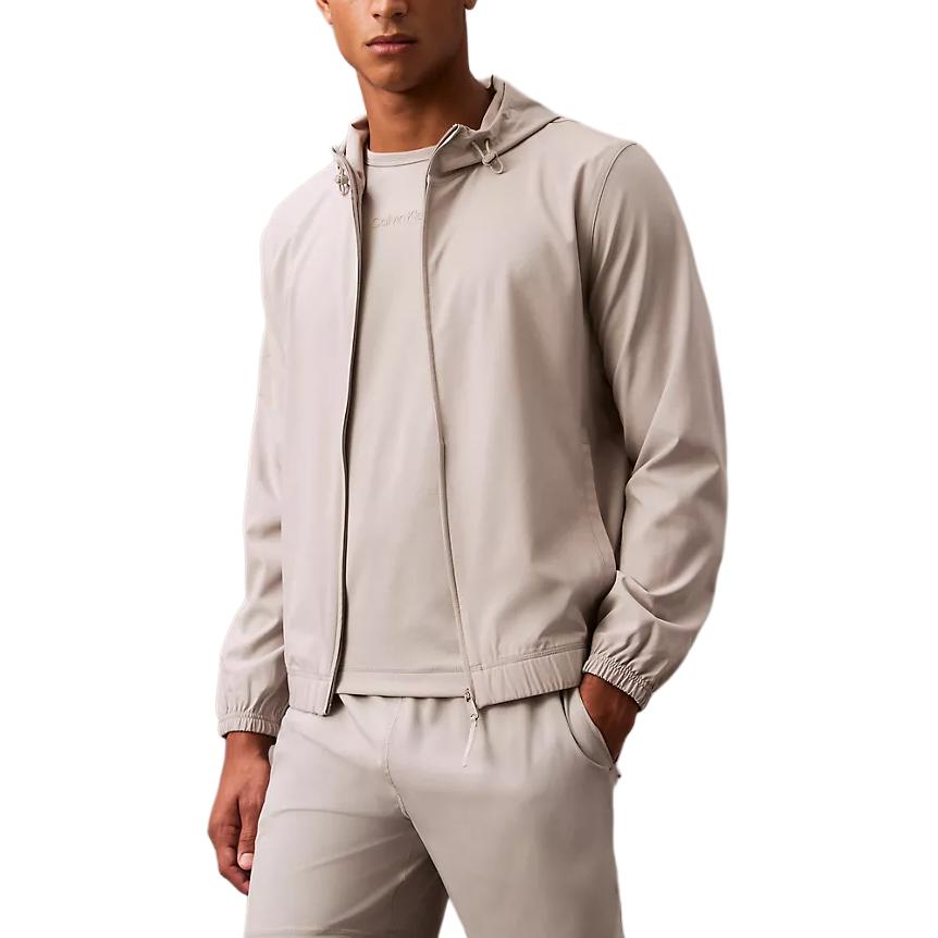 Calvin Klein White Minimalist Hooded Zip-Up Jacket Casual Style 403F525-020