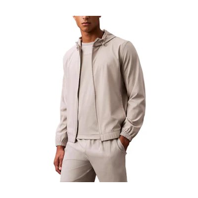 Calvin Klein White Minimalist Hooded Zip-Up Jacket Casual Style 403F525-020