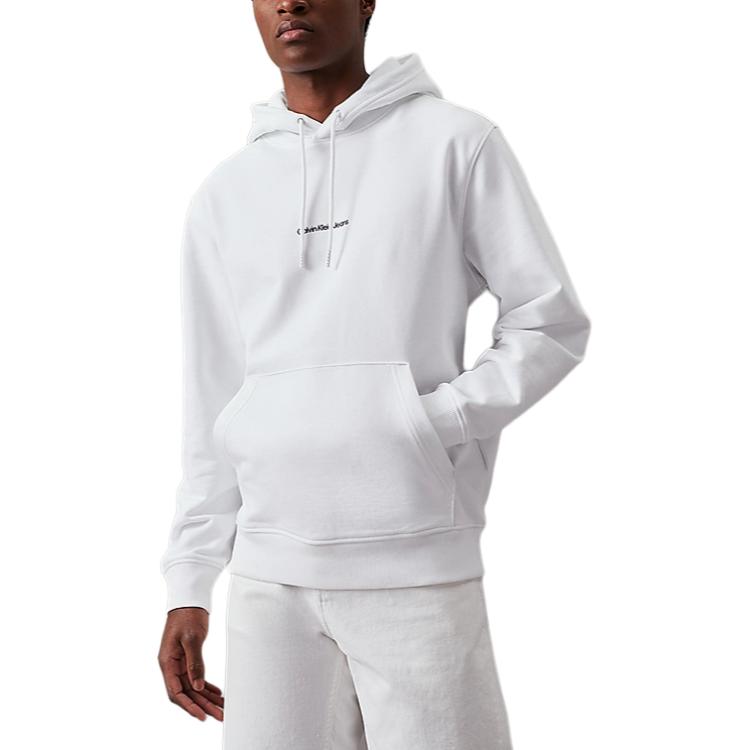 Calvin Klein White Printed Hooded Drawstring Sweatshirt J30J325639-YAF