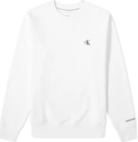 Calvin Klein White Pullover Crewneck Sweatshirt with Logo Print J30J314536-YAF Calvin Klein White Pullover Crewneck Sweatshirt with Logo Print J30J314536-YAF
