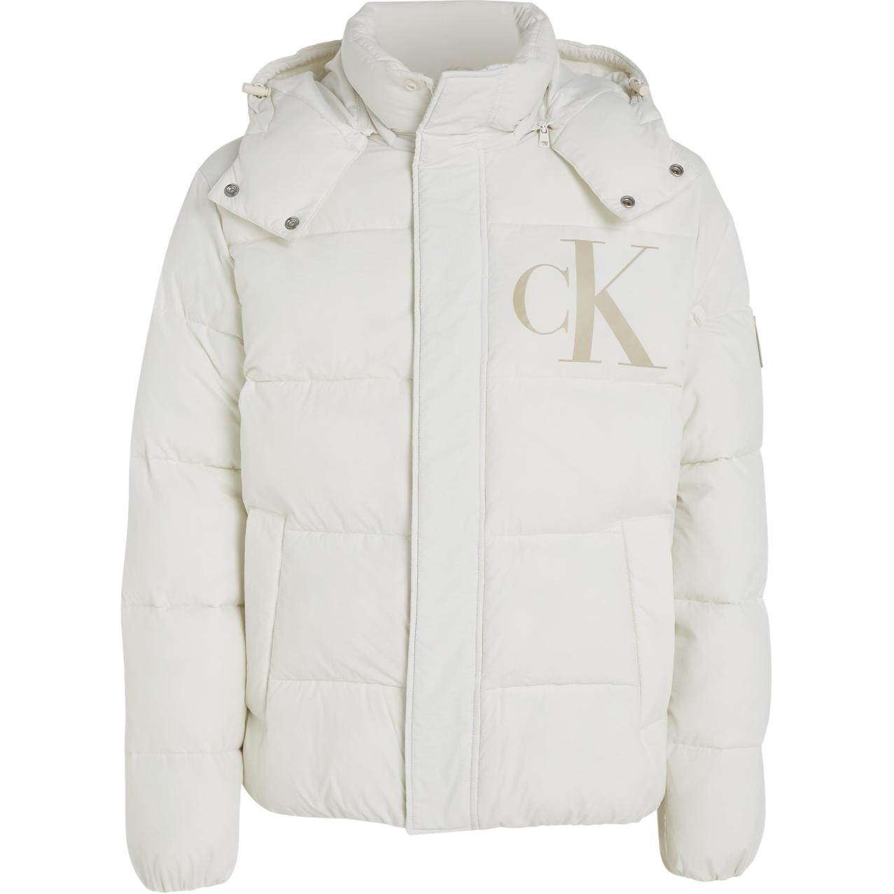 Calvin Klein White Solid Color Zip-Up Hoodie Jacket J30J326104-YBI