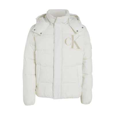 Calvin Klein White Solid Color Zip-Up Hoodie Jacket J30J326104-YBI