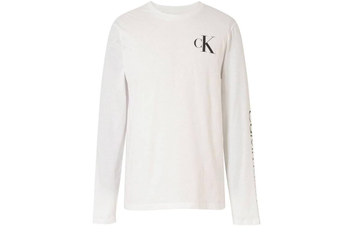 Calvin Klein White Solid Logo Print Pullover Sweatshirt 40IC812-540