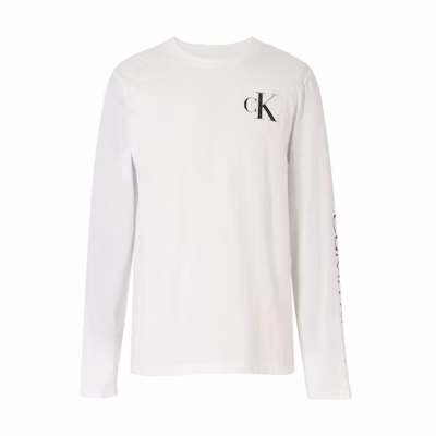 Calvin Klein White Solid Logo Print Pullover Sweatshirt 40IC812-540