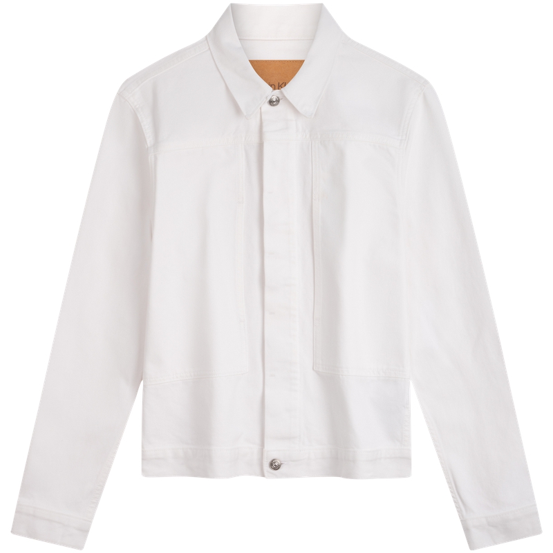 Calvin Klein White Summer Series Retro Workwear Button Jacket Unisex Dawn White 40BM767