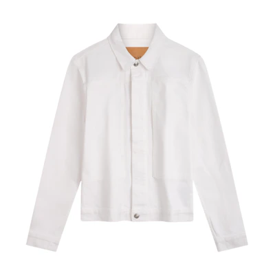 Calvin Klein White Summer Series Retro Workwear Button Jacket Unisex Dawn White 40BM767