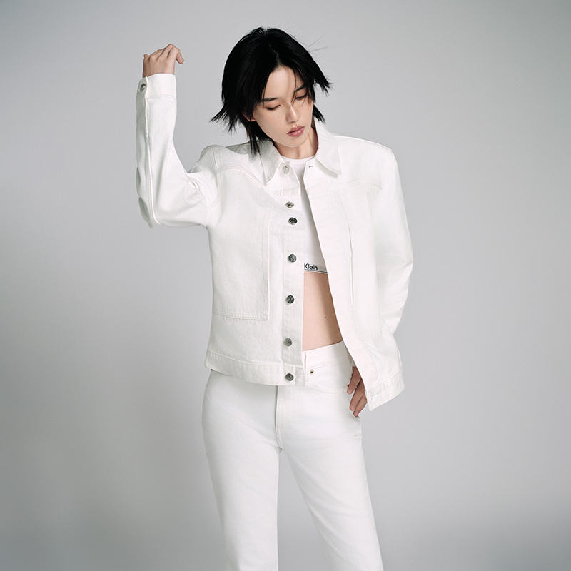 Calvin Klein White Summer Series Retro Workwear Button Jacket Unisex Dawn White 40BM767 圖 4