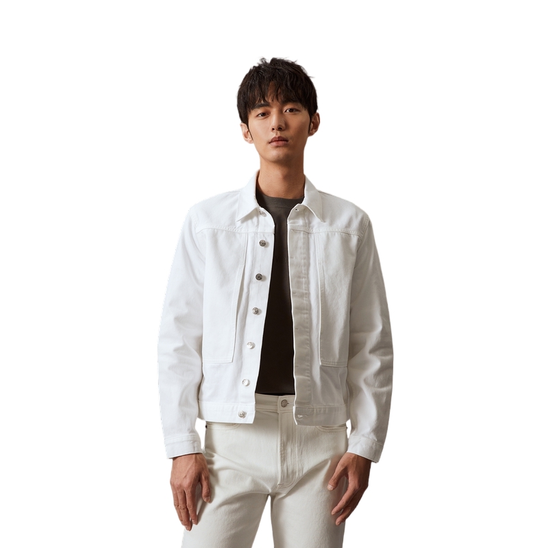 Calvin Klein White Summer Series Retro Workwear Button Jacket Unisex Dawn White 40BM767 圖 6