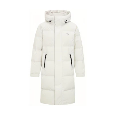 CALVIN KLEIN White Unisex Long Outdoor Down Jacket with Hood J323237-PRF