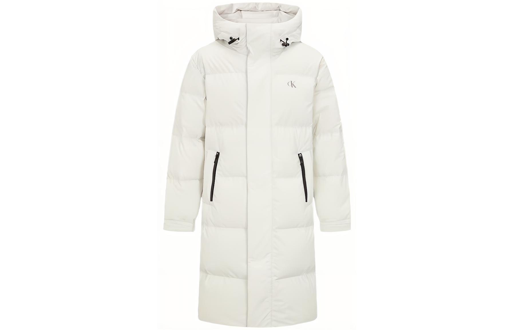 Order カルバン・クライン ホワイト 男女兼用 フード付き ロング ダウンジャケット J323237-PRF