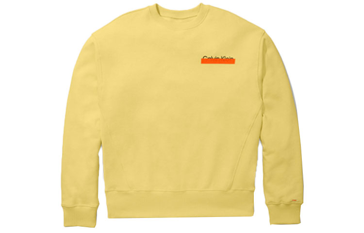 Calvin Klein Heron Preston Logo Crewneck Long Sleeve Sweatshirt Light Yellow Unisex 40188UB-740