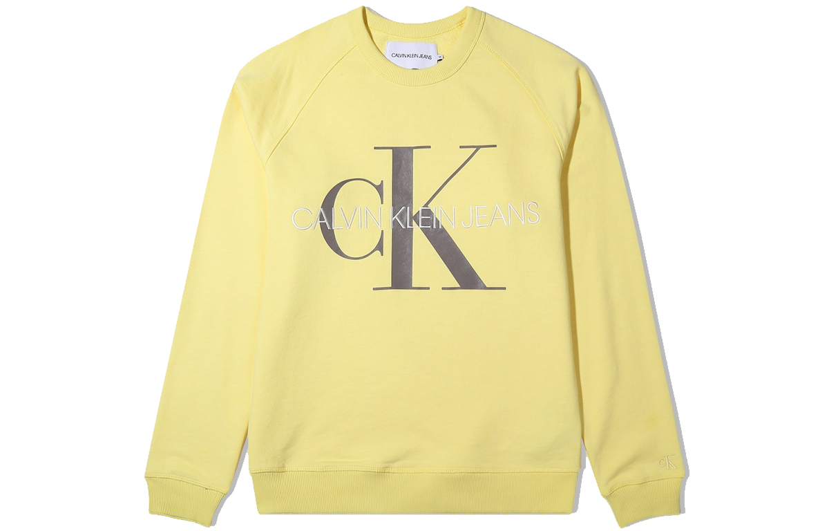 Calvin Klein Yellow Long Sleeve Cotton Knit Sweatshirt Casual J315932