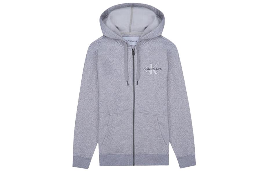 Calvin Klein Zip Hoodie with Letter Print Long Sleeves Gray 41Q9145-081