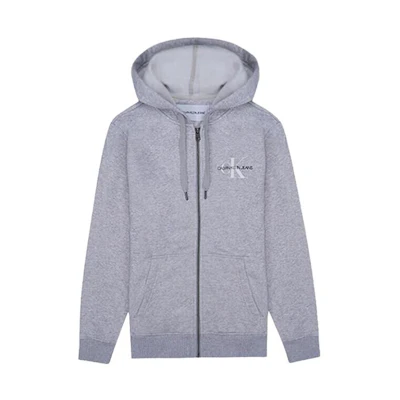 Calvin Klein Zip Hoodie with Letter Print Long Sleeves Gray 41Q9145-081