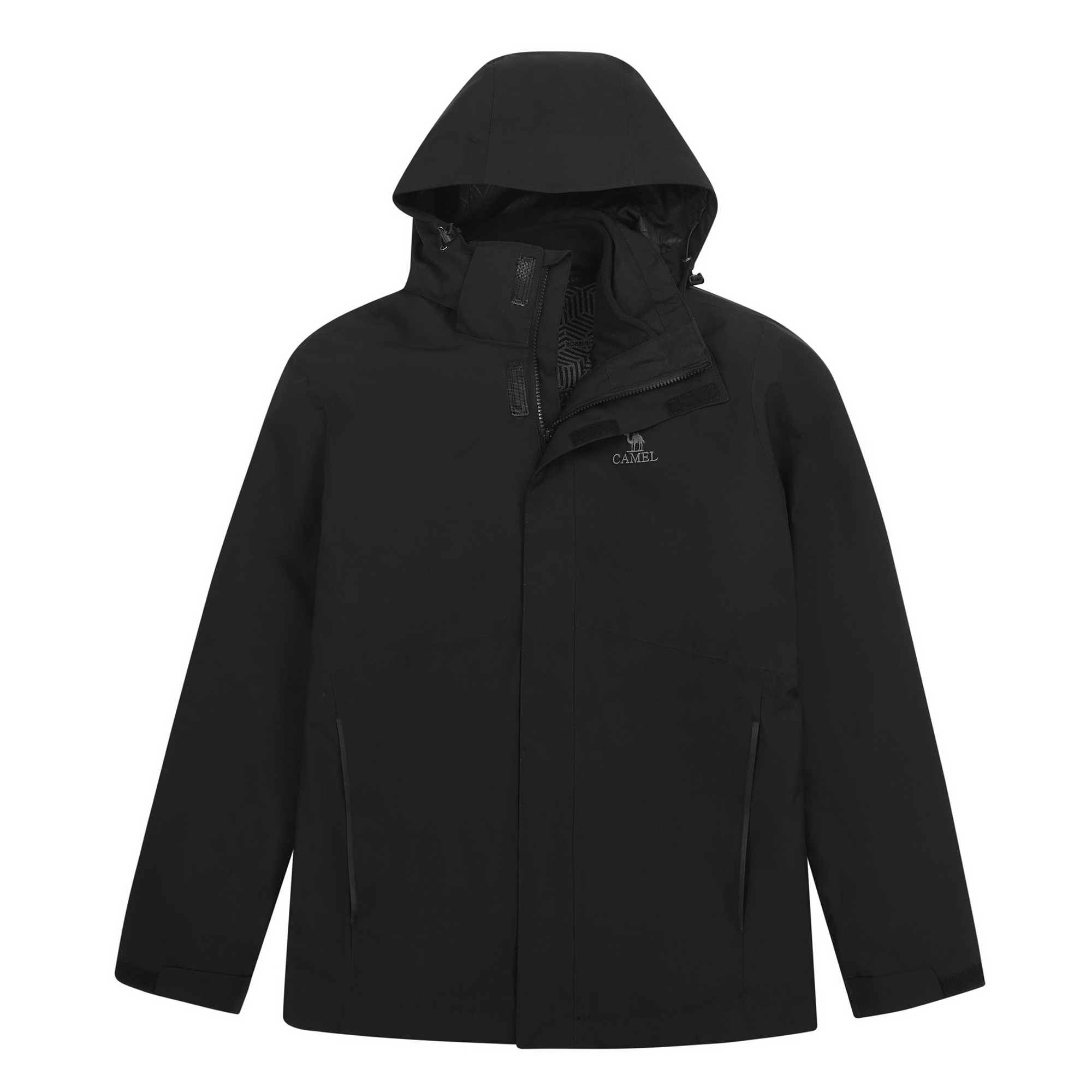 CAMEL All-Weather Waterproof Windproof 3-in-1 Hiking Jacket Unisex with Detachable Hood U1W2TR341