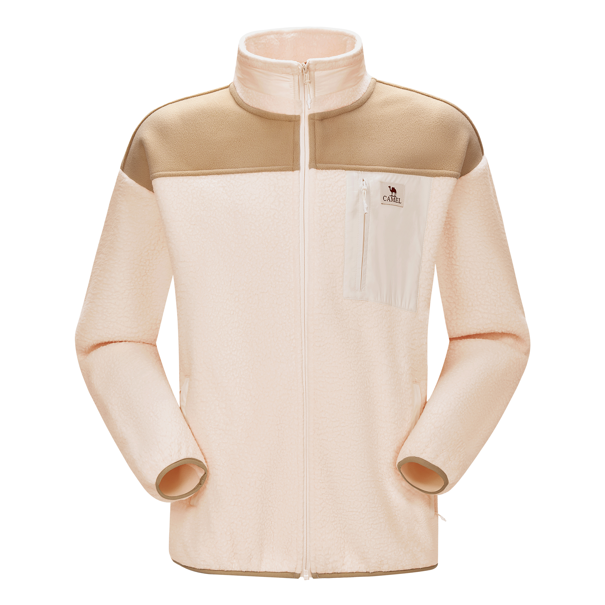 CAMEL Fleece Warm Series Colorblock Thickened Stand Collar Jacket 7A12263731