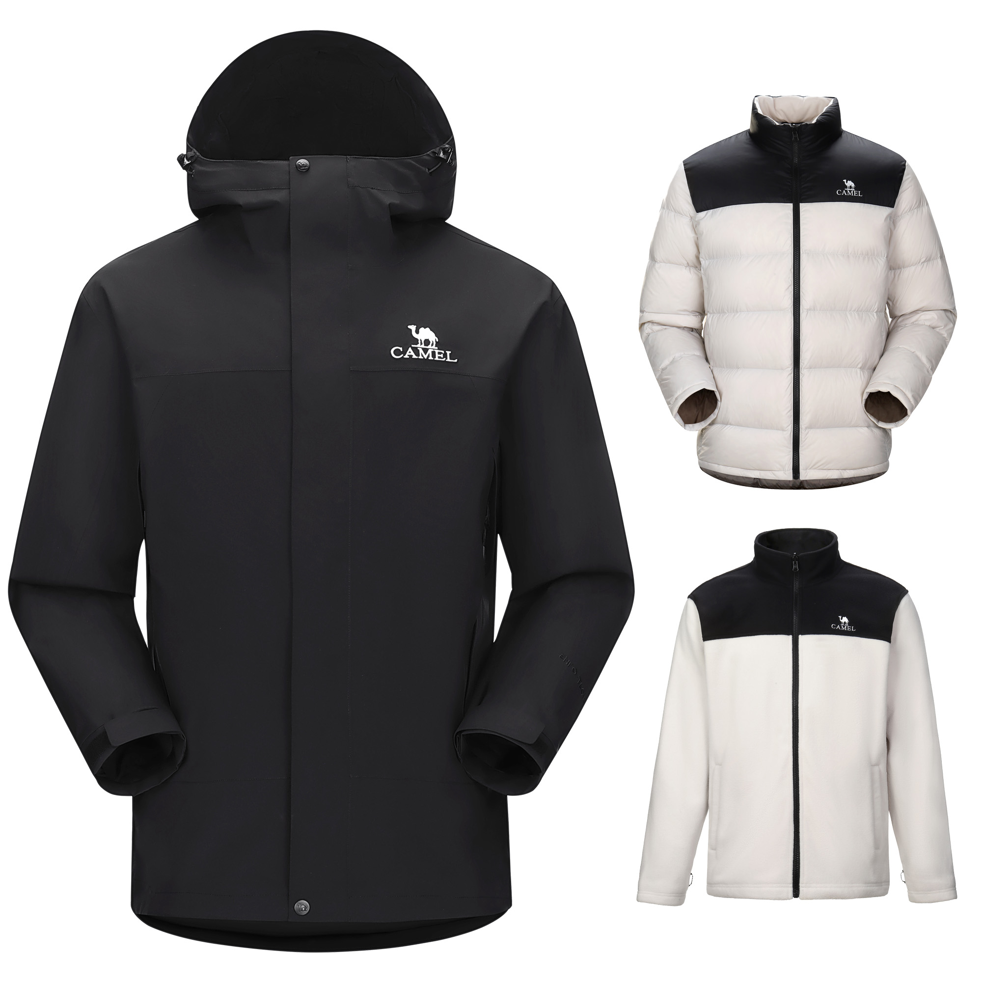 CAMEL Tu Mountain All-Weather 5-in-1 Detachable Hooded Down Jacket A13CAXX085AB
