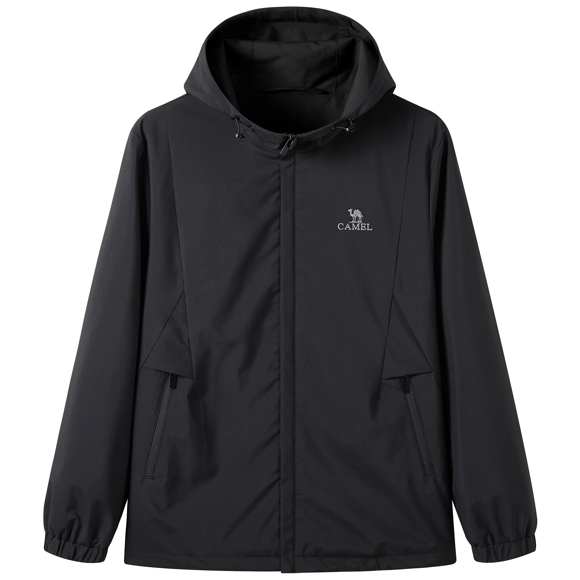 CAMEL Urban Series Logo Hooded Fleece Outdoor Jacket Black MG12266118
