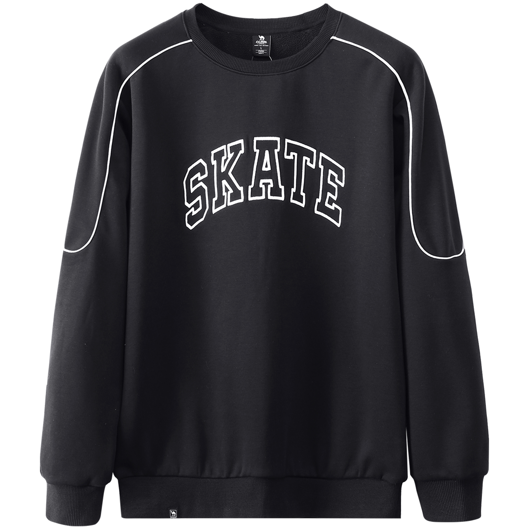 CAMEL Urban Utility Series Letter Print Fleece Pullover Sweatshirt - . J13CAY6018