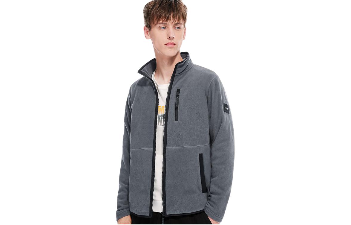 CAMEL Urban Utility Series Solid Fleece Zip-Up Long Sleeve Jacket A1W2VV113
