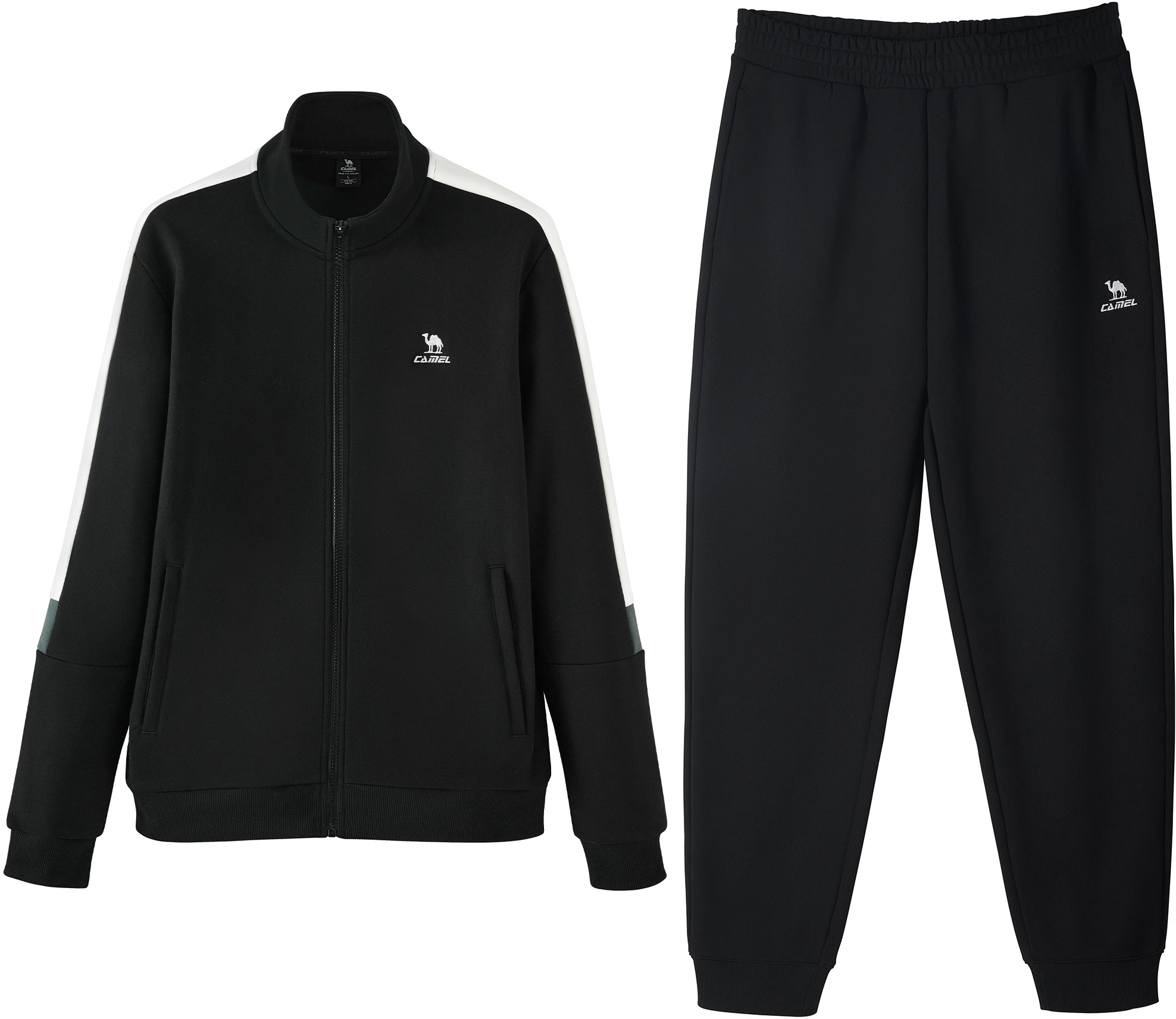 camel-urban-utility-series-solid-jogger-pants-elastic-waist-and-zip-up-jacket-for-men-c13-cz-05011