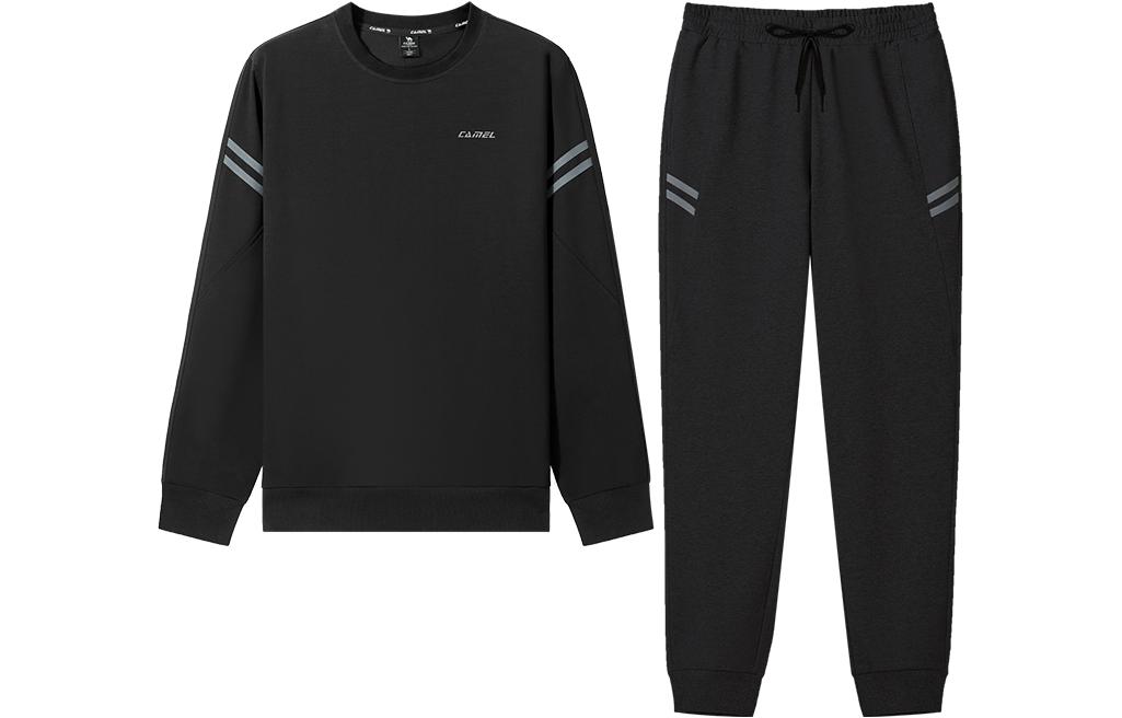 CAMEL Urban Utility Solid Pullover Sweatshirt and Mid-Waist Pants Set Men C1W2TT602