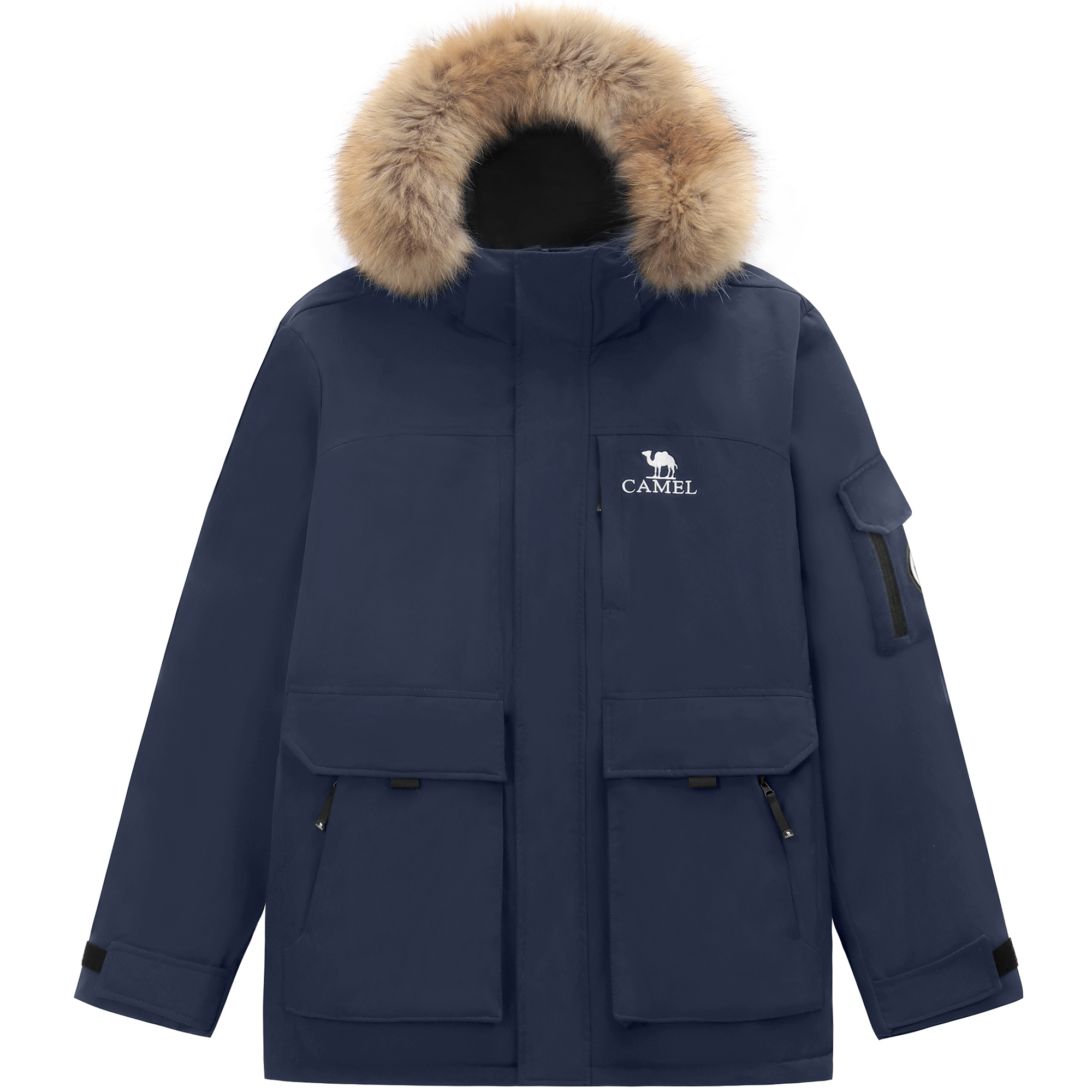 CAMEL Warm Series 700FP Down Parka, Detachable Hood, Water-Resistant, Unisex. A33CAPN145D