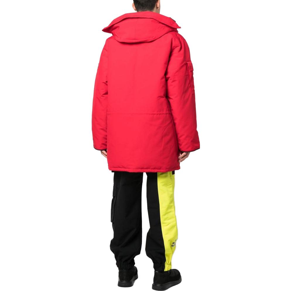 Shop Canada Goose  Logo Print Long Hooded Parka Coat 2051M28