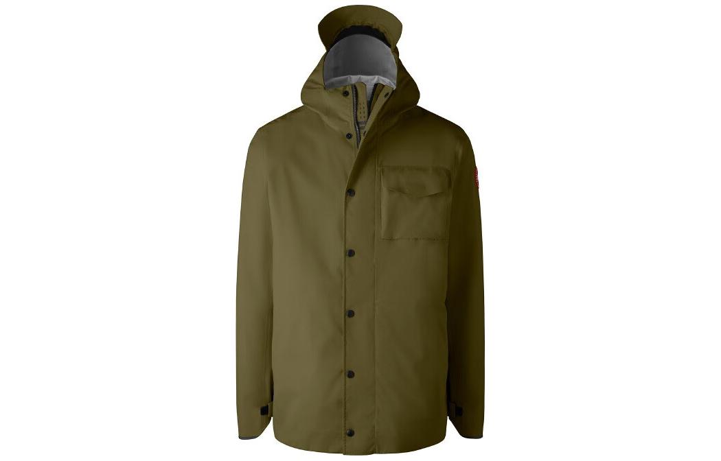 Canada Goose Army Green Hooded Logo Rain Jacket 5608M-49