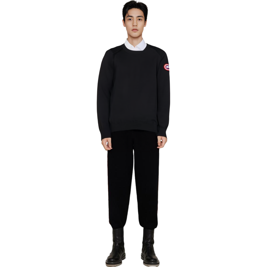 Details for 加拿大鹅黑色Logo标签圆领毛衣 7001M-61